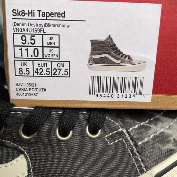 Vans Sk8-Hi Tapered Denim Destroy Black Marshmallow MENS - Picture 16 of 16